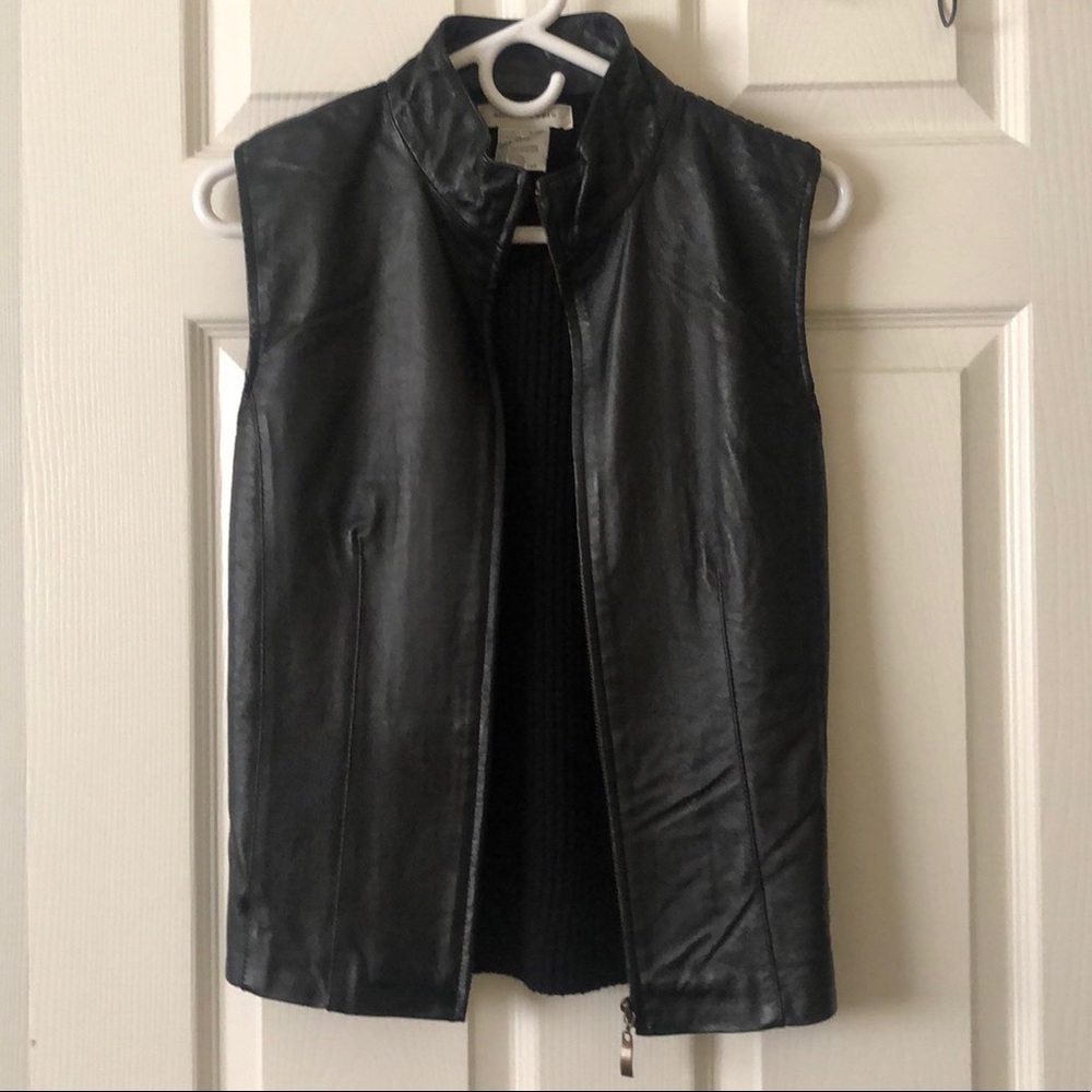MELROSE studio black leather vest size Medium